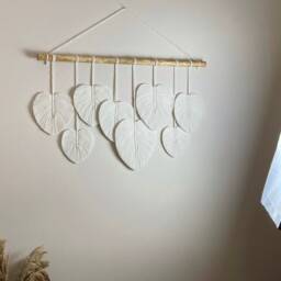 Large Macrame Feathers Wall Hanging, Leaf, Modern , Boho Decor, Tapestry Hanging Bohemian Headboard - thumbnail 3