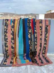 Cotton Kantha Quilt Reversible Patchwork Block Print Handmade Traditional Throw - thumbnail 1