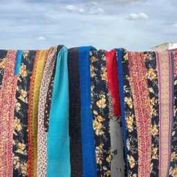 Cotton Kantha Quilt Reversible Patchwork Block Print Handmade Traditional Throw - thumbnail 2