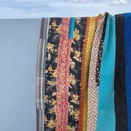 Cotton Kantha Quilt Reversible Patchwork Block Print Handmade Traditional Throw - thumbnail 3