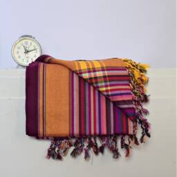 Colorful Striped Maasai Shuka - Kenyan Cotton Blanket Throw - thumbnail 2