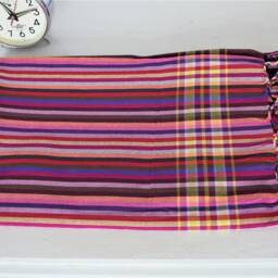 Colorful Striped Maasai Shuka - Kenyan Cotton Blanket Throw - thumbnail 4