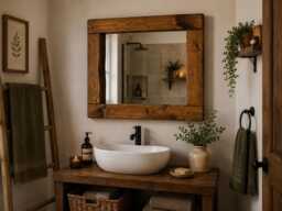 Handmade Rustic Solid Wood Mirror - UK Crafted Farmhouse Wall Decor