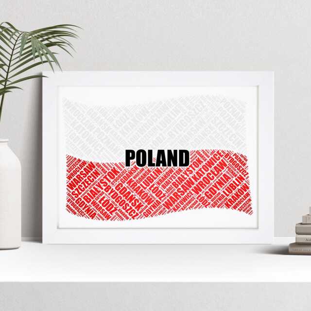 Personalised Poland Flag Word Art Print, Polish Custom Family Wall - image 1