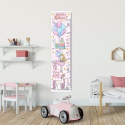 Personalised Height/ Growth Chart - Pink Princess Party Beautiful Nursery & Bedroom Wall Decor -Printed On A Luxury Fabric -Ideal Keepsake - thumbnail 2