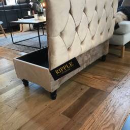 Champagne Ottoman Footstool - Handmade Upholstered Chesterfield Storage Box - Hallway Seating Bench - thumbnail 3