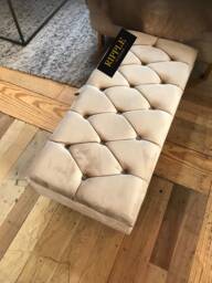 Champagne Ottoman Footstool - Handmade Upholstered Chesterfield Storage Box - Hallway Seating Bench