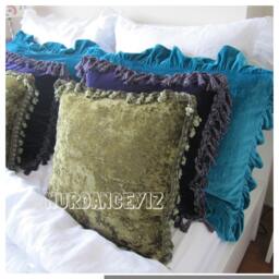 Velvet Fringe Tassel Throw Pillow Covers, Euro Sham Sofa Couch Decorative Lumbar Bedding Nurdanceyiz - thumbnail 1