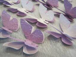 Set Of 20 3D Butterflies Embossed Wall Tattoo Decoration - White Lilac Purple Color Choice - thumbnail 1