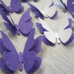 Set Of 20 3D Butterflies Embossed Wall Tattoo Decoration - White Lilac Purple Color Choice - thumbnail 2