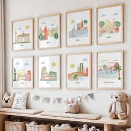 Set Of 8 Posters For Nursery, Customizable Locations & Colors, Sizes 5x7, 8x10, 11x14 - thumbnail 2