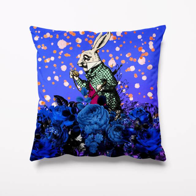 Alice in Wonderland Blue Rabbit Garden Cushion - Waterproof Outdoor Water Resistant Pillows Patio Cushion Weatherproof - image 1