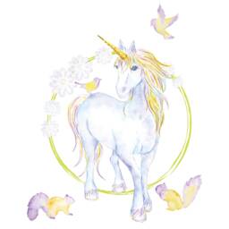 Mythical Unicorn & Flowers Wall Sticker, Unicorn Decal, Sticker - thumbnail 2