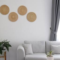 Woven Rattan Wall Decor Set - Round Wicker Art - thumbnail 2