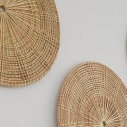 Woven Rattan Wall Decor Set - Round Wicker Art - thumbnail 3