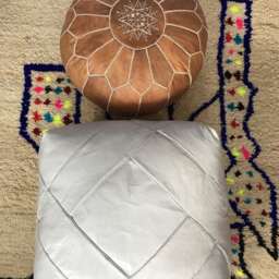 Moroccan Pouf Large/Luxurious Design Floor Cushions Footstool Berber Pouf Ottoman Leather Unstuffed - thumbnail 3