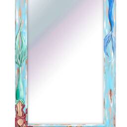 Hand Painted Mermaid Mirror, Beach Decor, House Art, Bathroom Mirror - thumbnail 2