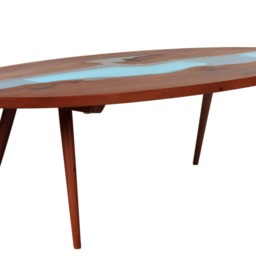 Live Edge Coffee Table, Modern Wood Table With Blue Resin River - thumbnail 3