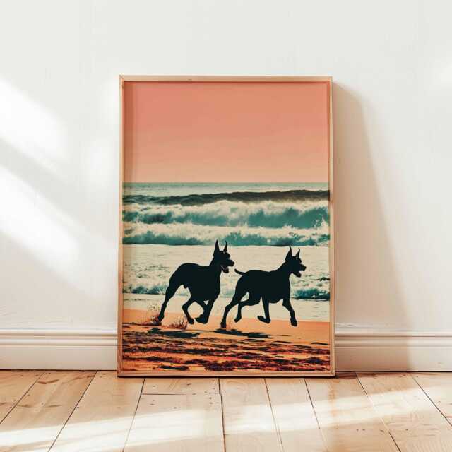 Doberman Poster, Dog Print, Wall Art, Pet Decor, Guard Illustration, Pinscher Lover Gift, Animal Prints - image 1