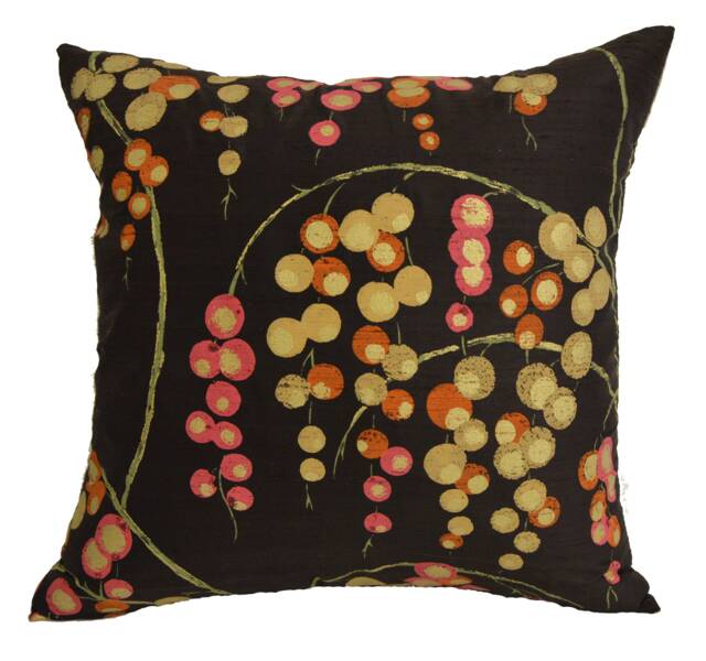Harlequin - Iola Fuchsia/Tangerine Chocolate Gold Stunning Metallic Silk Cushion Cover Throw Pillow Designer Home Decor - image 1