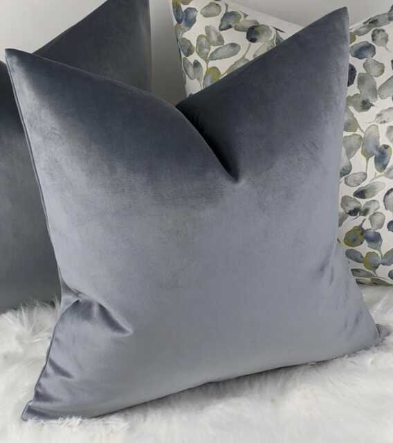 Knitted Velvet Thistle Cushion Cover Slate Grey Colourway, Soft Velvet Cushion Cover - image 1
