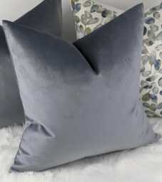 Knitted Velvet Thistle Cushion Cover Slate Grey Colourway, Soft Velvet Cushion Cover - thumbnail 1