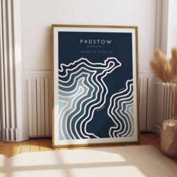 Padstow Coastline Print Minimalist Coastal Wall Art, Modern Seascape Illustration, Beach Decor, Cornwall Print - thumbnail 2