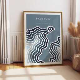 Padstow Coastline Print Minimalist Coastal Wall Art, Modern Seascape Illustration, Beach Decor, Cornwall Print - thumbnail 3
