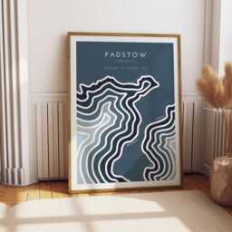 Padstow Coastline Print Minimalist Coastal Wall Art, Modern Seascape Illustration, Beach Decor, Cornwall Print - thumbnail 1