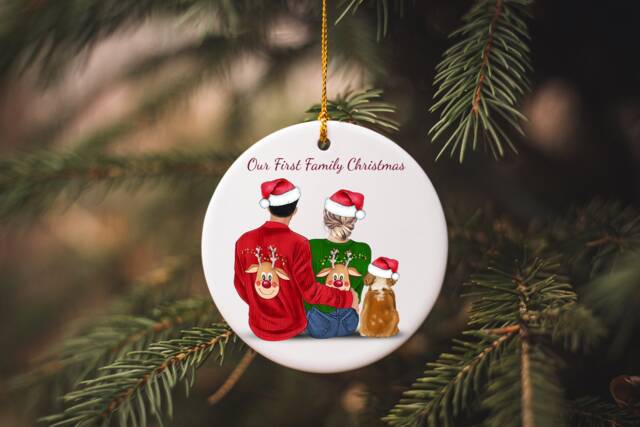 Our First Family Christmas Ornament, Pet Bauble, Boyfriend Girlfriend Ornament, 1st Ornament - image 1