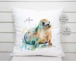 Personalised Seal Cushion - Custom Name Pillow Ocean Animal Gift Coastal Home D??cor Sea Life - thumbnail 1