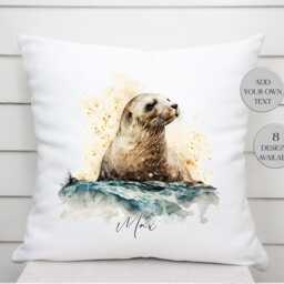 Personalised Seal Cushion - Custom Name Pillow Ocean Animal Gift Coastal Home D??cor Sea Life - thumbnail 2