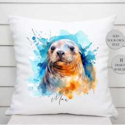 Personalised Seal Cushion - Custom Name Pillow Ocean Animal Gift Coastal Home D??cor Sea Life - thumbnail 3