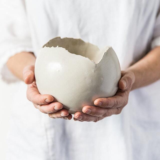 Large White Ceramic Planter For Succulent Or Flowers, Egg Shape Vase, Wedding Gift, Contemporary Indoor Plant Round Pot - image 1