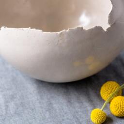 Large White Ceramic Planter For Succulent Or Flowers, Egg Shape Vase, Wedding Gift, Contemporary Indoor Plant Round Pot - thumbnail 3