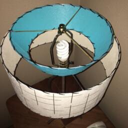 Mid Century Vintage Style Tapered 2 Tier Fiberglass Lamp Shade Modern Atomic Turquoise/Ivory - thumbnail 3