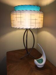 Mid Century Vintage Style Tapered 2 Tier Fiberglass Lamp Shade Modern Atomic Turquoise/Ivory - thumbnail 4