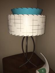 Mid Century Vintage Style Tapered 2 Tier Fiberglass Lamp Shade Modern Atomic Turquoise/Ivory - thumbnail 2