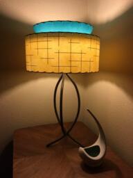 Mid Century Vintage Style Tapered 2 Tier Fiberglass Lamp Shade Modern Atomic Turquoise/Ivory