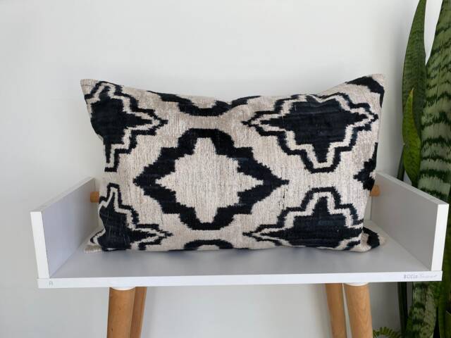 16x24 Ikat Velvet Pillow Cover, Handmade Cushion, Decorative Throw Pillow, Boho Cushion Turkish Home Decor - image 1