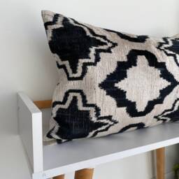 16x24 Ikat Velvet Pillow Cover, Handmade Cushion, Decorative Throw Pillow, Boho Cushion Turkish Home Decor - thumbnail 2