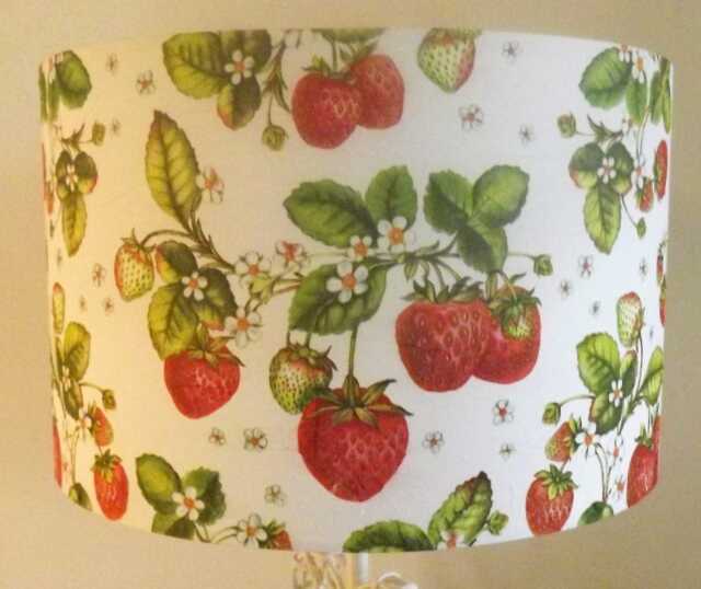 strawberry Lampshade Shabby Chic Floral Drum Shade - image 1