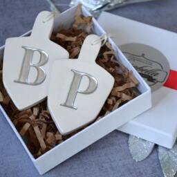 Set Of 2 Personalized Dreidel Hanukkah Ornaments With Initials - Custom Ornament Set, Unique Gift For - thumbnail 3