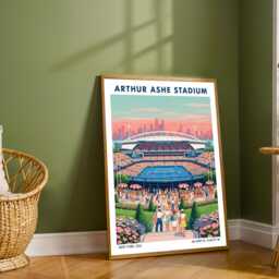 Arthur Ashe Tennis Court Stadium Poster - New York Travel Lover Gift Art Print, Wall For Home Decor, Sports - thumbnail 2