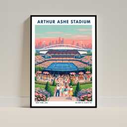 Arthur Ashe Tennis Court Stadium Poster - New York Travel Lover Gift Art Print, Wall For Home Decor, Sports - thumbnail 1