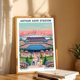 Arthur Ashe Tennis Court Stadium Poster - New York Travel Lover Gift Art Print, Wall For Home Decor, Sports - thumbnail 3