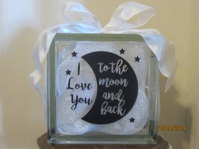 Love You To The Moon & Back, Moon, Moon Night Light, Lighted Block, Baby Decor, Nursery Decor - image 1