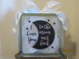 Love You To The Moon & Back, Moon, Moon Night Light, Lighted Block, Baby Decor, Nursery Decor - thumbnail 1