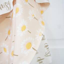 Personalized Organic Cotton Baby Blanket - Reversible Daisy Print - thumbnail 4