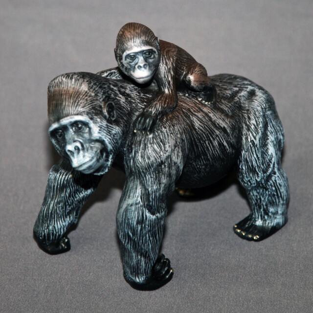 Bronze Gorilla Sculpture Mama & Baby, Limited Edition Art By Barry Stein - image 1